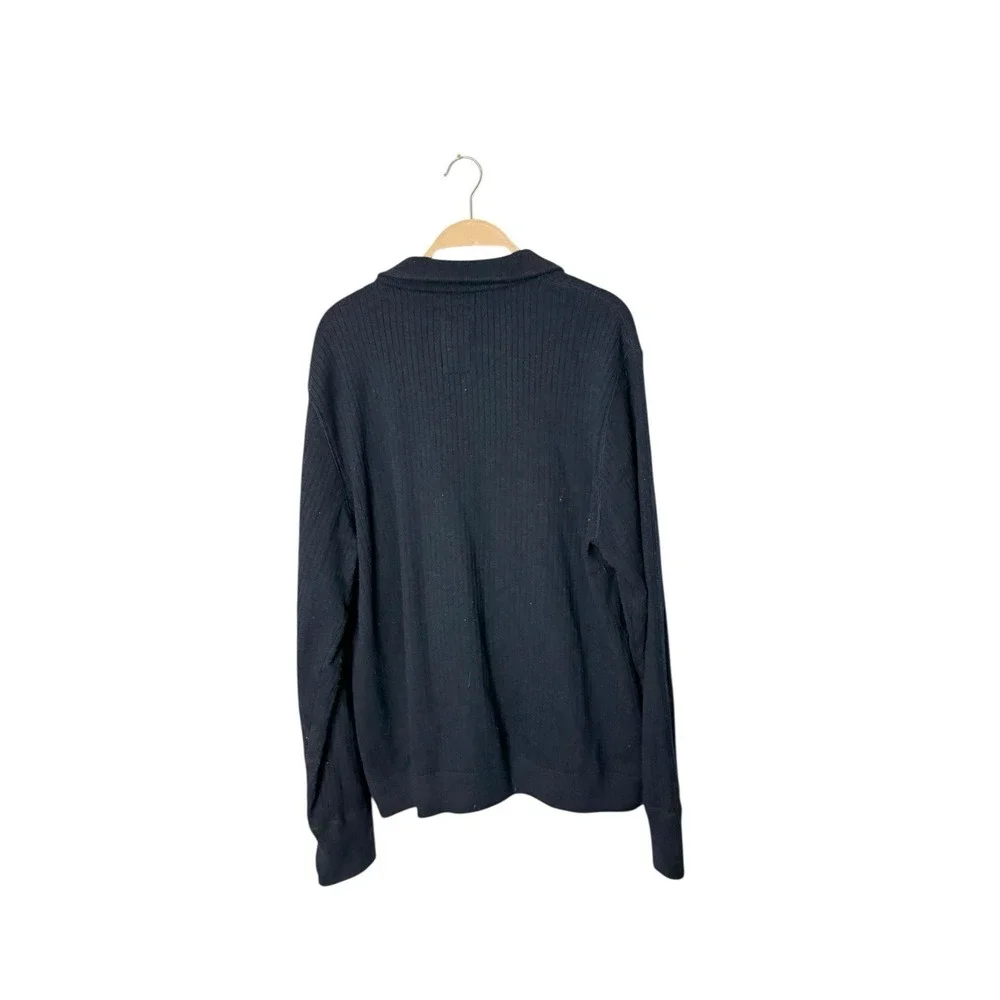 Relwen Merino Wool Blend Full Zip Knit Cardigan Sweater Navy Blue Mens Size XXL